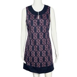 Vineyard Vines By Shep & Ian Navy Pink Chain Print Sleeveless Shift Dress Size 4